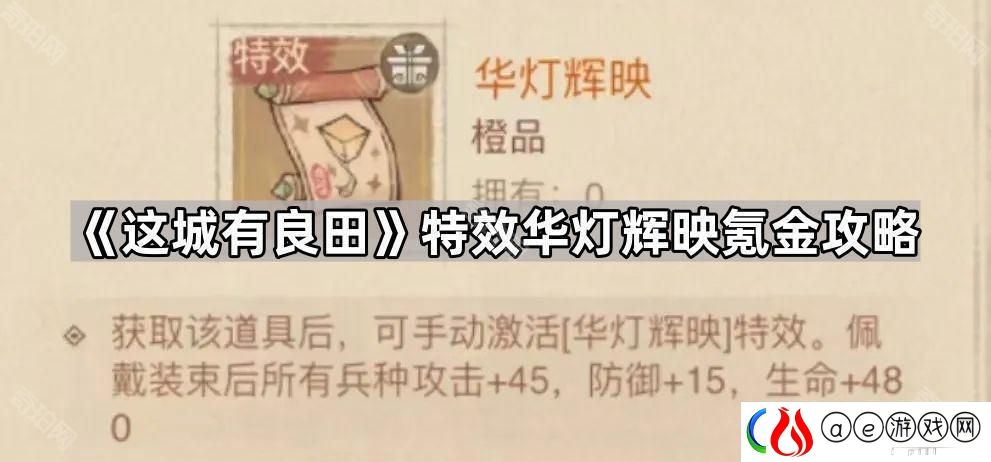 这城有良田特效华灯辉映到手要多少钱